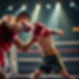 Dynamic boxing match showcasing athlete's agility