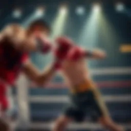 Dynamic boxing match showcasing athlete's agility