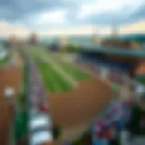 Aerial view of the Churchill Downs racetrack during the Kentucky Derby