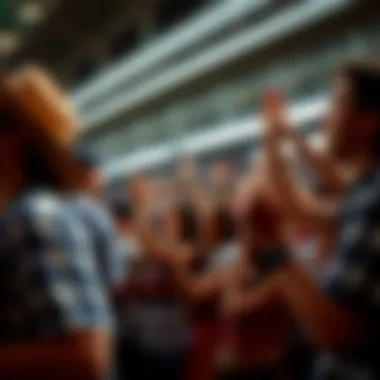 A group of enthusiastic fans cheering at the Kentucky Derby