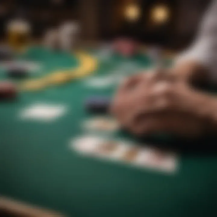 Elegant poker table with chips and cards