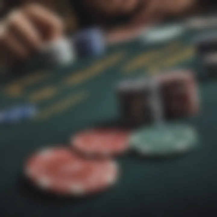 Close-up of poker chips and playing cards