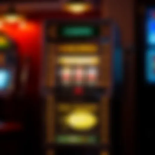 A vintage casino-style slot machine gleaming under soft lights