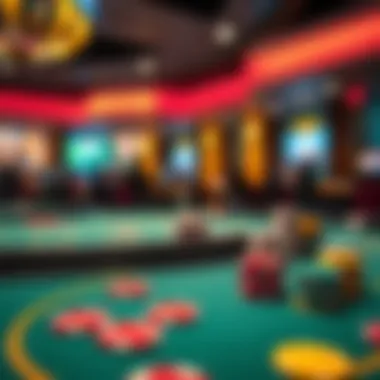 A vibrant poker table with colorful chips