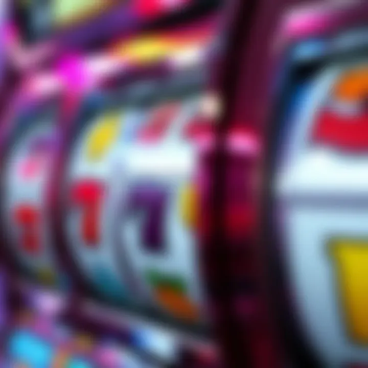 Close-up of spinning slot reels with symbols