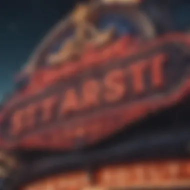 A close-up view of the Stardust Casino sign's intricate design details and historical elements.