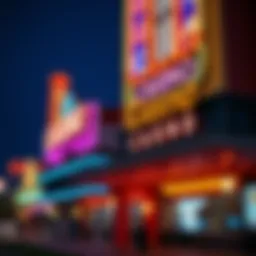 Vibrant casino exterior showcasing neon lights