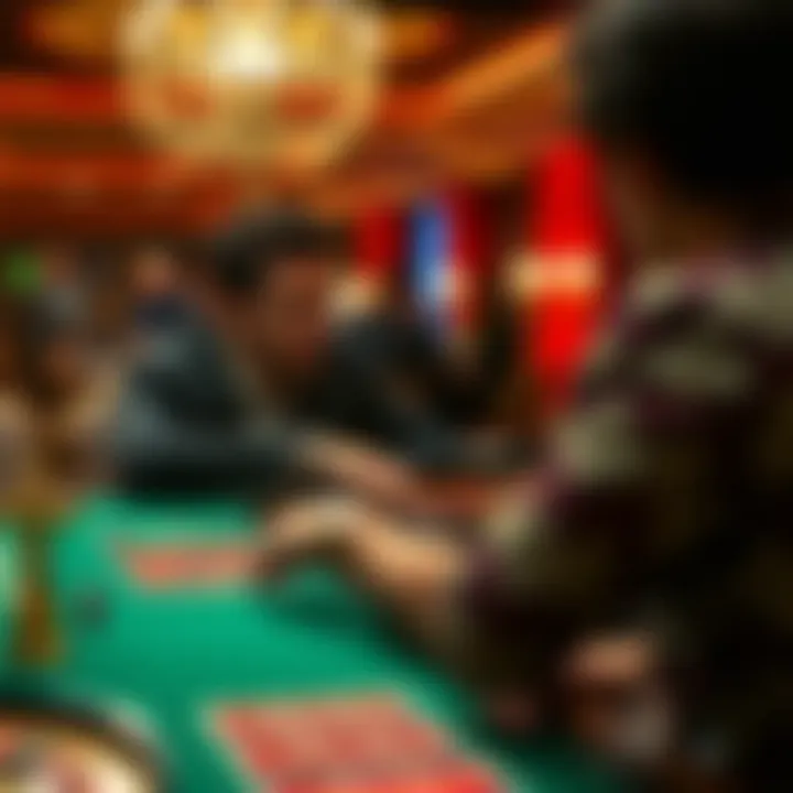A player contemplating their next move at a live roulette table