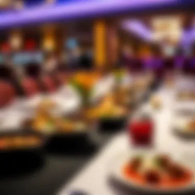 Elegant dining setup within the casino featuring gourmet dishes