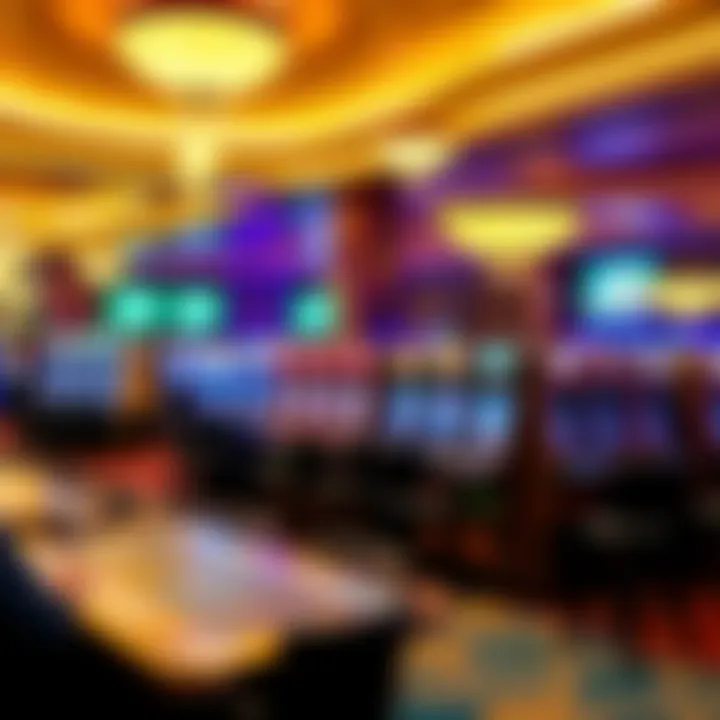 A vibrant gaming floor filled with slot machines and table games