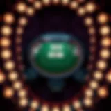 Aerial view of a virtual poker table