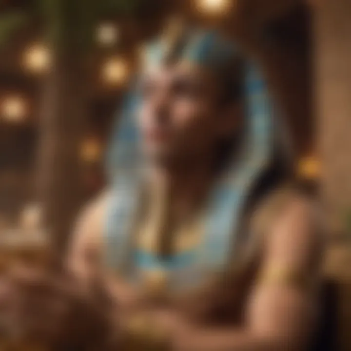 An enchanting scene of a player enjoying Pharaoh slots on a digital device