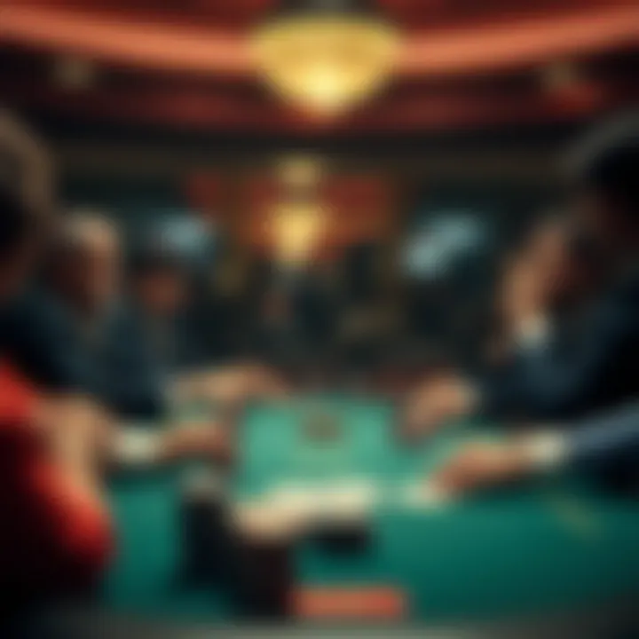 Tension at the High-Stakes Table A high-stakes poker table showcasing a tense atmosphere