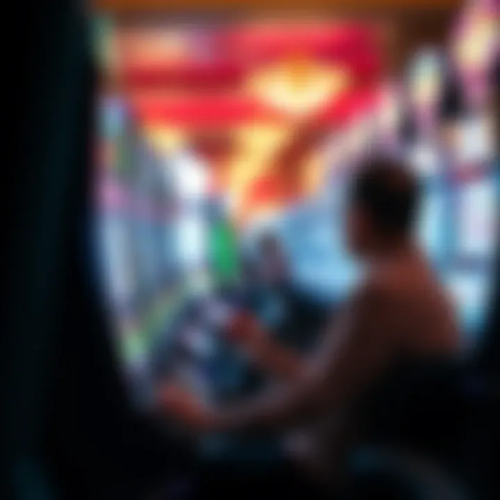 A player engaged with a slot machine, focused on the screen