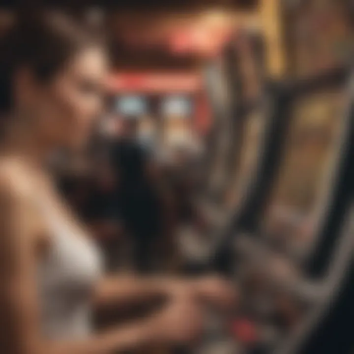 Close-up of a player interacting with a Chumba Casino slot machine