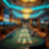 Elegant casino interior showcasing vibrant gaming tables