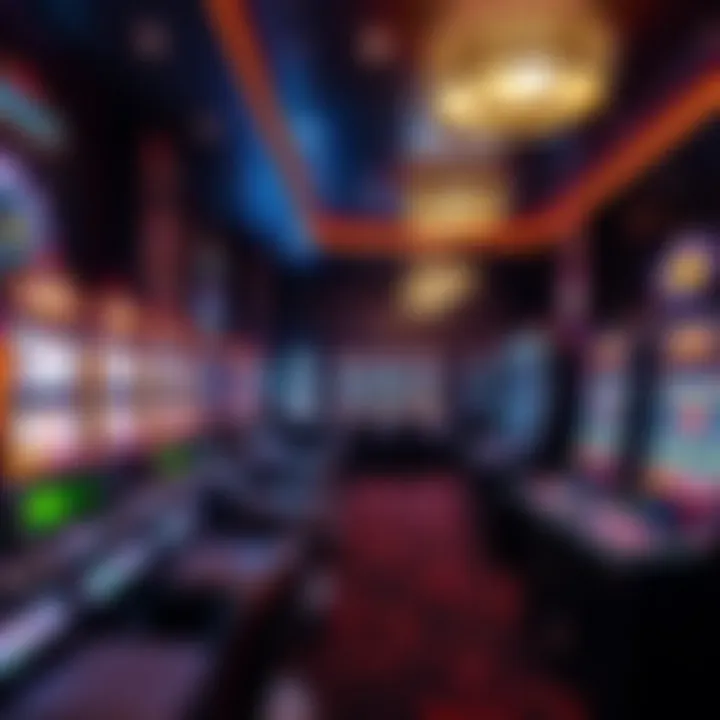 High-Stakes Gaming Experience An interior shot of a high-stakes gaming area filled with modern slot machines