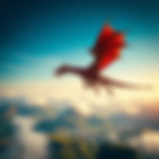 A majestic dragon soaring over a digital landscape