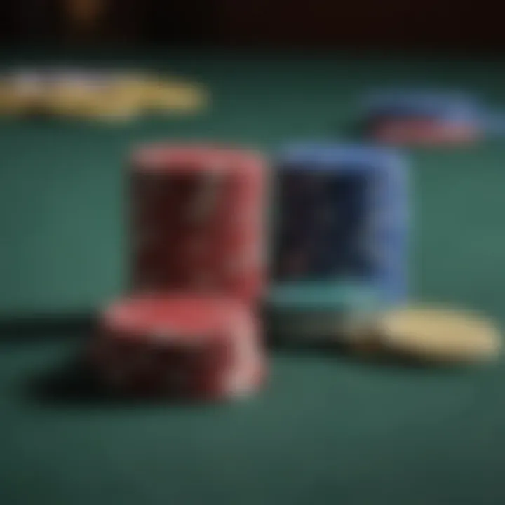 Close-up of poker chips in use