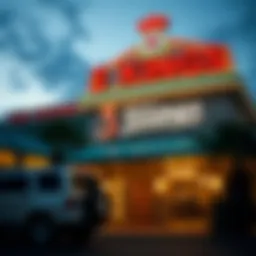 Exterior view of 3 Kings Casino at dusk