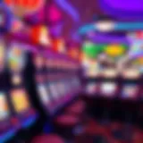 Vibrant and colorful display of various slot machines in a Las Vegas casino