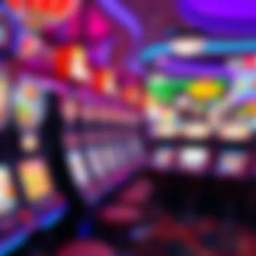 Vibrant and colorful display of various slot machines in a Las Vegas casino