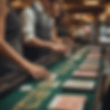 Personal checks being processed at a casino counter