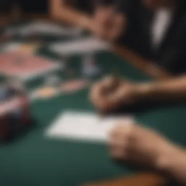 A player writing a personal check at a gaming table