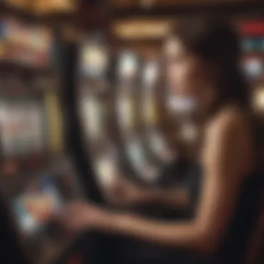 A conceptual image showing the interaction between players and slot machines