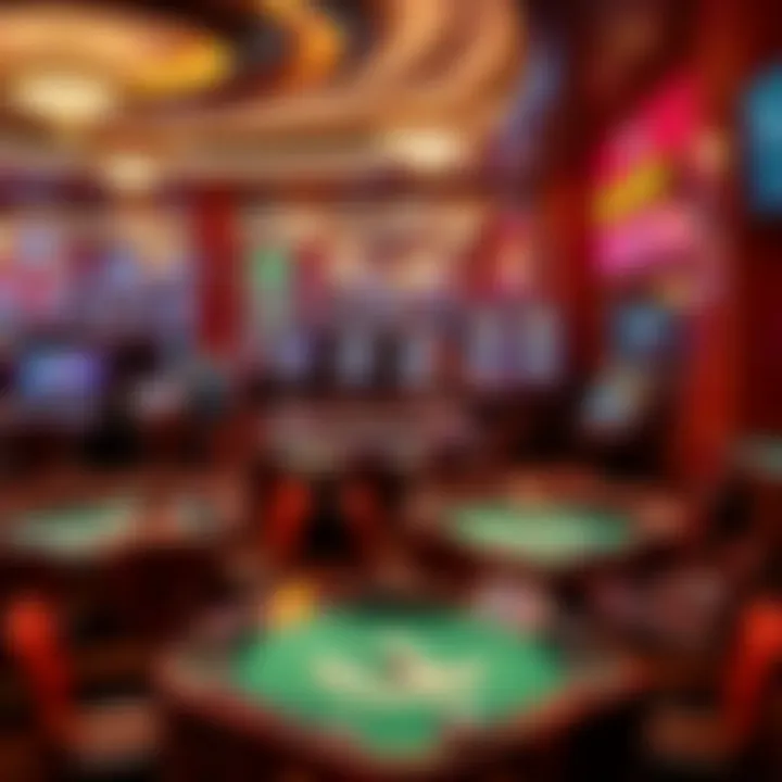 Vibrant Gaming Atmosphere at Golden Nugget A bustling casino floor filled with gaming tables and slot machines