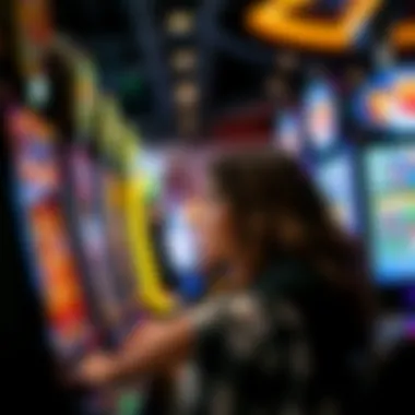 Engagement in Slot Gaming A close-up of a player engaging with a slot machine at Hollywood Casino PA