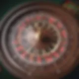 A close-up view of an online roulette game interface displaying various betting options and a spinning wheel.