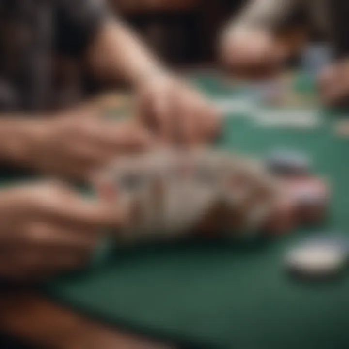 Close-up of Texas Hold'em gameplay in action