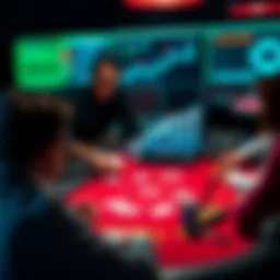 Virtual poker table showcasing player interactions