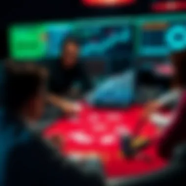 Virtual poker table showcasing player interactions