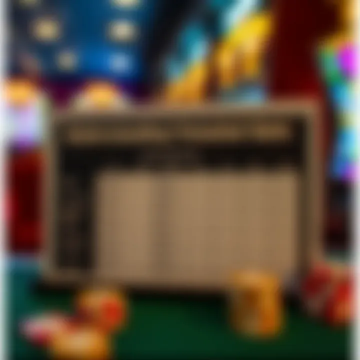 Chart detailing potential winnings in buffalo slots