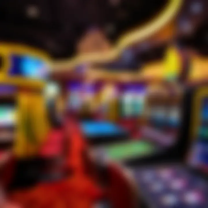 Vibrant gaming floor filled with various slot machines and table games