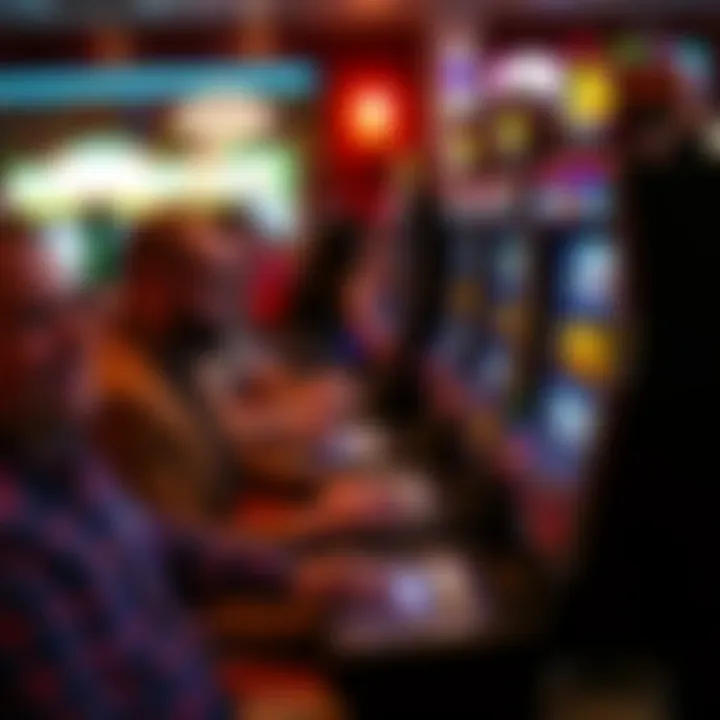 Guests enjoying a slot machine game at a themed party