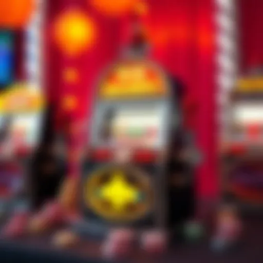 A vibrant slot machine themed decoration setup