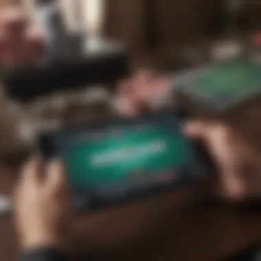 Player analyzing poker odds on a tablet