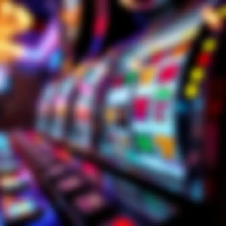 Close-up view of a slot machine with colorful reels.