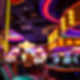 Vibrant casino interior highlighting rewards program signage