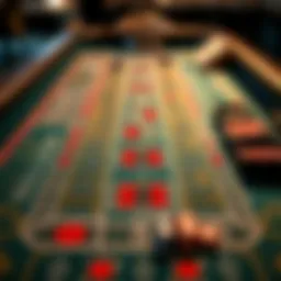 Detailed layout of a craps table with betting areas
