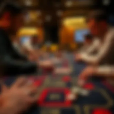 Players Engaged in Craps Gameplay Close-up of players engaging in a game of craps