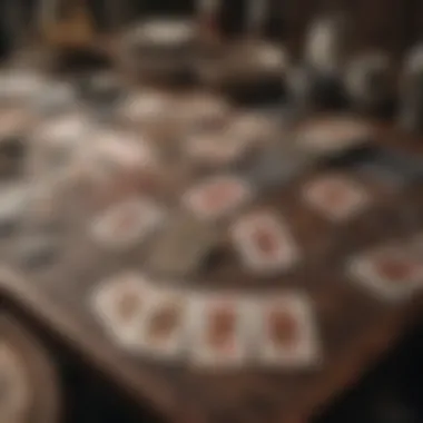 Strategic Overview of Spades Gameplay A strategic overview of Spades gameplay with cards laid out on a table